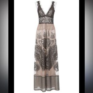 ALBERTA FERRETTI Sleeves Lace Gown Gold 8 $5230 SPRING 2016 FASHION SHOW